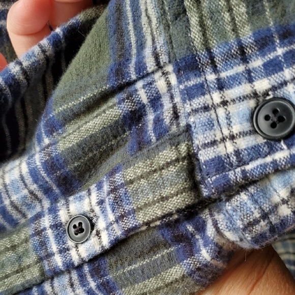 Lee Olive and Navy FLANNEL  Checkered Shirt - Picture 8 of 10
